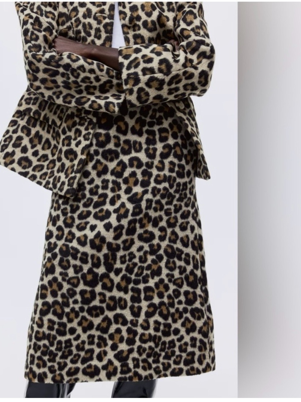 H&M faux fur leopard midi skirt size 10 nwt